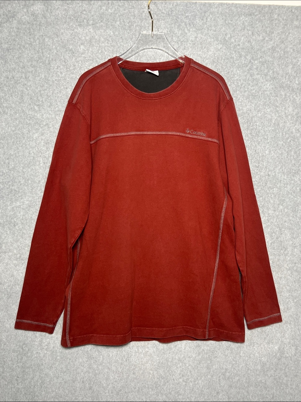 Columbia Heavy Fall Men’s Red Long Sleeve Shirt Rust Hiking Warm L